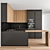 Modern Wood Black Kitchen - 47 3D model small image 1