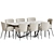 Modern 5-Piece Dining Set 3D model small image 3