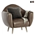 Elegant Leather Lounge Chair 3D model small image 1