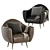 Elegant Leather Lounge Chair 3D model small image 3