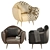 Elegant Leather Lounge Chair 3D model small image 4