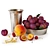 Plum Fruit Set: Realistic Still Life Sculpture 3D model small image 1