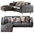 Modern Zander 2pc Chaise Sectional Sofa 3D model small image 3