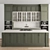 Classic Green & White Kitchen Set 3D model small image 1