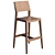  Rustic Wood Bar Chair 3D model small image 1