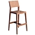  Rustic Wood Bar Chair 3D model small image 3