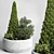 Outdoor Plant Collection: Grass & Thuja Bush in Concrete Vase 3D model small image 1