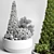 Outdoor Plant Collection: Grass & Thuja Bush in Concrete Vase 3D model small image 3