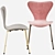 Modern Pink, Blue & Grey Fritz Hansen Series 7 Chair 3D model small image 3