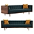 Walnut Neptune Velvet Woodrow Box Sofa 3D model small image 1