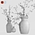 Dried Olive Branch Bouquet in Glass Vase 3D model small image 2