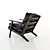 Sleek Black Leather Lounge Chair 3D model small image 3