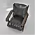 Sleek Black Leather Lounge Chair 3D model small image 4