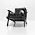 Sleek Black Leather Lounge Chair 3D model small image 5