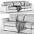 Contemporary Cast Modular Sofa 3D model small image 5