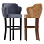 Sleek Modern Leather Barstool 3D model small image 4