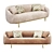 Elegant Ella 3-Seat Sofa: Chalk & Brass 3D model small image 2