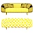 Elegant Ella 3-Seat Sofa: Chalk & Brass 3D model small image 4