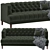 Mid-Century Vogue Green Velvet Sofa 3D model small image 2