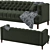 Mid-Century Vogue Green Velvet Sofa 3D model small image 3