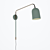 Green Metal Wall Lamp with Brass Accents 3D model small image 2