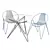 Elegant Steel Chairs & Glass Table 3D model small image 1