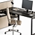 Cream and Black 38-Piece Employee Office Set 3D model small image 4