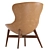 Sleek Leather Round Armchair 3D model small image 2