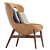 Sleek Leather Round Armchair 3D model small image 4