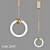 Elegant Gold Rim LED Pendant 3D model small image 3