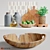 Teak Kitchen Decor Set with Mosaic Glazed Ceramic 3D model small image 5