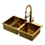Versatile Double Bowl Sink: Golden, Stainless Steel, Black 3D model small image 2