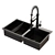 Versatile Double Bowl Sink: Golden, Stainless Steel, Black 3D model small image 3