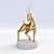 Vintage Gilded Antelope Statue with Marble Base - 1923 x 984 x 1066 mm 3D model small image 1