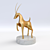 Vintage Gilded Antelope Statue with Marble Base - 1923 x 984 x 1066 mm 3D model small image 3