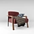 Elegant Dolce Armchair in Bordeaux Velvet 3D model small image 1