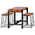 Industrial Loft Table and Chairs 3D model small image 3