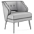 Velvet Mariposa Mid Century Accent Chair 3D model small image 6