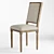 French-inspired Louis Square Desk Chair 3D model small image 2