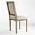 French-inspired Louis Square Desk Chair 3D model small image 3