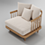 Versatile Wood and Fabric Armchair 3D model small image 3