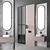 Modern Bathroom Set with Sink, Mirror, Cabinet, Lighting, and Installation 3D model small image 1