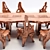 Indonesian Handmade Woodstone Dining Set 3D model small image 2