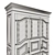 Solid Wood Wardrobe 1600mm 3D model small image 6