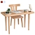 Wooden Table Set: Stylish and Functional 3D model small image 1