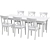 Ingatorp & Ingolf Ikea - Expandable White Dining Table and Chair Set 3D model small image 2