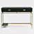 Golden Steel Work Table with Drawers and Computer Shelf 3D model small image 2