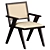 Elegant Black Upholstered Cane Chair 3D model small image 1