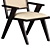 Elegant Black Upholstered Cane Chair 3D model small image 6