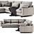 Modern West Elm Harmony L-Shaped Sofa 3D model small image 2